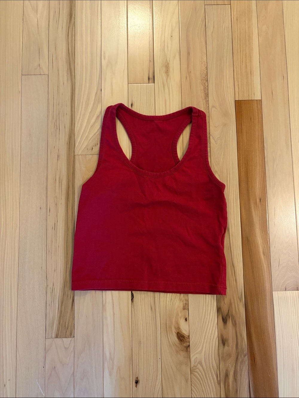 Red Racerback Crop Tank Top - Women